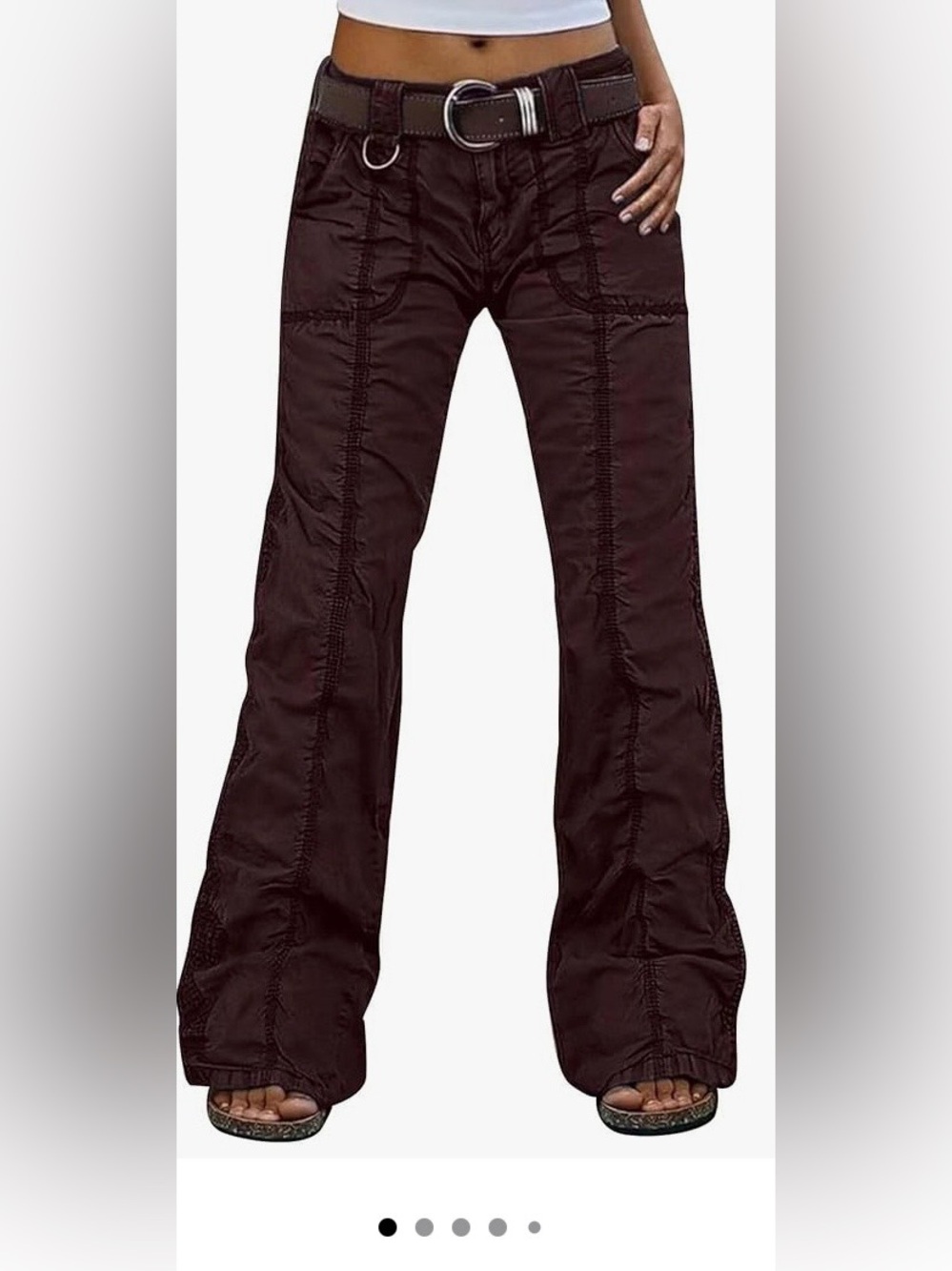 Flamingals Solid Stitch Detail Mid Rise Straight Leg Cargo Pants Small NWT